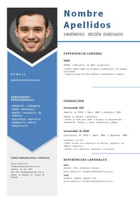 Plantilla gratis para recién egresados en Colombia con colores azules
