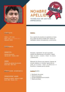 Muestra de CV Personalizado Tecnólogo en gestión empresarial