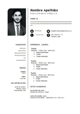 Hoja de vida elegante para funcionarios públicos en Colombia