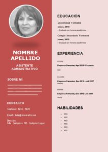 Muestra de CV Fácil Asistente administrativo