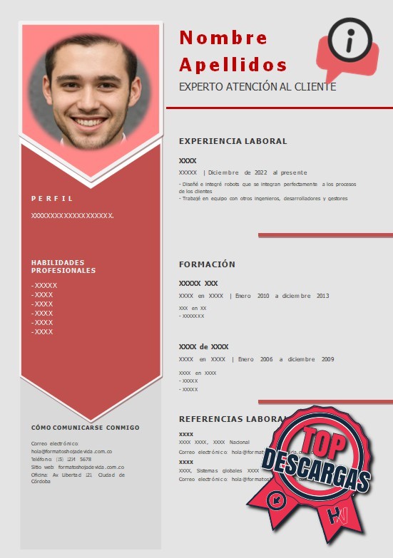 Plantilla de HOJA DE VIDA para procesos de selección en departamentos de Atención al Cliente