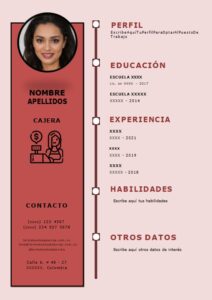 Muestra de CV Editable Cajera