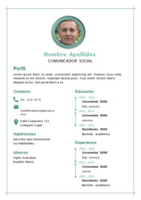 Plantilla gratis de HOJA DE VIDA para comunicadores sociales [year]