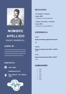 Currículum y hoja de vida para profesionales en el manejo de equipos biomédicos en Colombia. Gratis formato WORD
