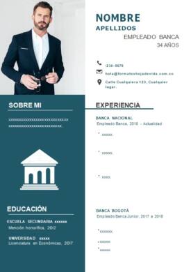 Plantilla en Word gratis para hacer hoja de vida los empleados y empleadas de banca en sector bancario de Colombia