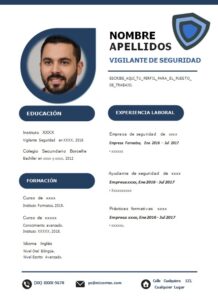 Modelo de Hoja de Vida Fácil Guardia de seguridad