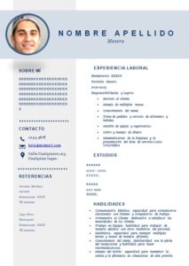 Plantilla de CV Gratuito Mesero