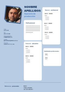 Currículum Vitae Para descargar Operario de producción