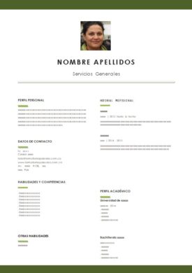 Hoja de vida para trabajadores en busca de empleo en Servicios Generales en Colombia